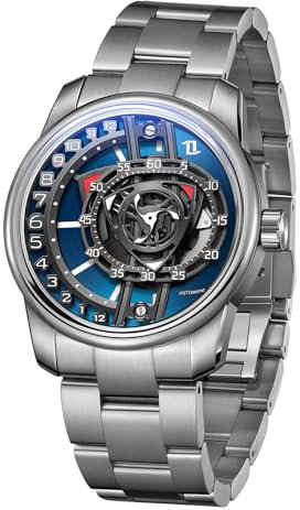 OBLVLO Luxuriöse Marke Rotor Concept Edelstahl Wasserdicht Automatikuhr Designer geschmiedet Carbon Super Leuchtende Mechanische Klassische Uhren für Herren JM-Rotor, JM-ROTOR-YLLY, modisch