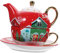 Hoement Set Di Teiere Natalizie in Ceramica Tazza Di Natale Teiera A Tema Natalizio Adorabile E Utilitaria