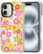 MOSNOVO Hülle für iPhone 16 Plus – Durchsichtige, schlanke, stoßfeste TPU+PC-Handyhülle, [6,6 Fuß Fallschutz/Anti-Abziehen] - 70er Jahre Groovy-Blume