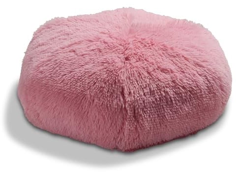Como Sitzkissen Pouf Rosa 60 cm mit Reißverschluss, Flauschiges Bodenkissen Kunstfell-Bezug 100% Polyester, Komfortabler Sitzhocker und Fußablage, waschbar