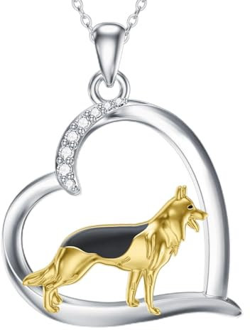 HUKKUN Schäferhund Kette Silber 925 Schäferhund Hunde Anhänger Halskette Schäferhund Schmuck Damen