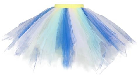 Gonna in tulle, da donna, corta, morbida, stile retrò, per balletto, carnevale, sotto gonna, abbigliamento da ballo, per cosplay, Blu, M