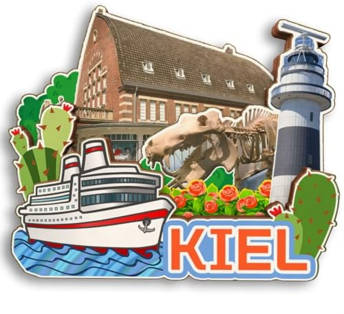 3D-Kühlschrankmagnet aus Holz, Motiv: Kiel, Deutschland, Stadt, Reise, Souvenir, niedliche Kühlschrankaufkleber, Dekoration für Zuhause, Küche