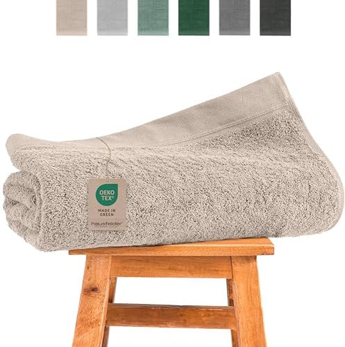 Hausfelder Saunahandtuch XXL 100x200 cm, Sauna Handtuch groß, Damen und Herren Saunatuch, 100% Baumwolle (Beige, Saunatuch XXL 100x200cm)