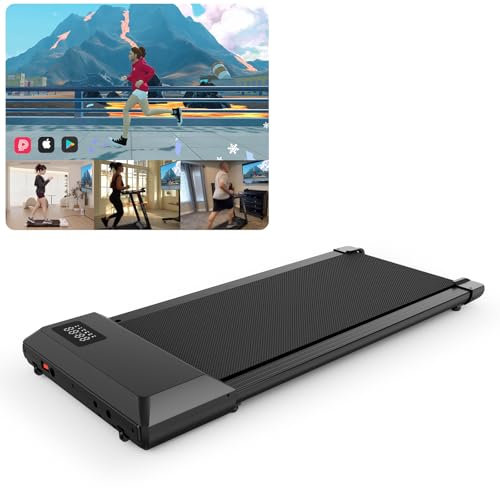 Walking Pad Raceable, MJWW Laufband für Zuhause Max 136kg Geeignet für High-Tech Wearable Devices, Mini Laufband mit APP Steuerung und Trainingskursen