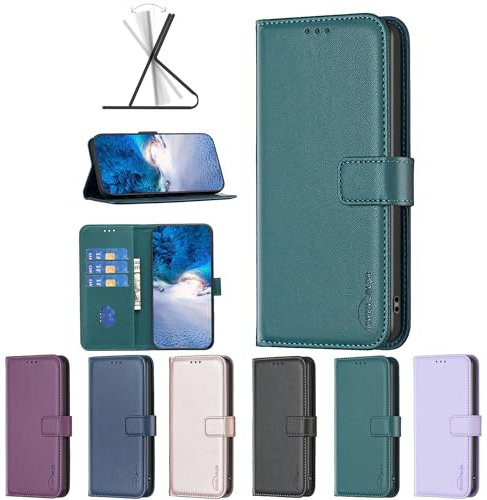 Custodia per Apple iPhone 15 compatibile con iPhone 15 [pelle PU + guscio interno in silicone] TC1-7F verde