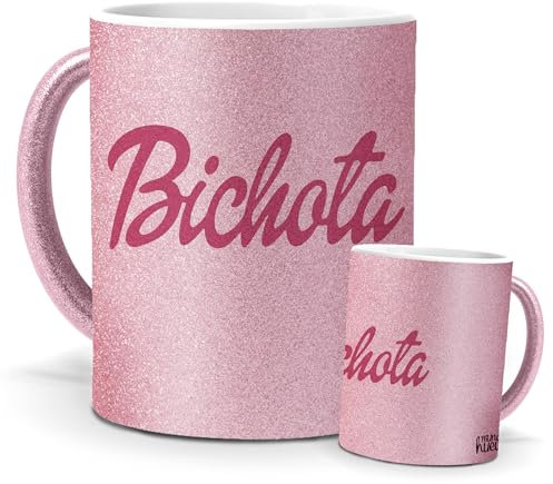 mundohuevo Tazas Únicas | Bichota Karol G | Edición Especial Purpurina Rosa | Mensaje Auténtico para Fans | Cerámica Glam Rosa | Caneca para Café, Té o Infusiones | Regalo Fan de Karol G | 350 ML