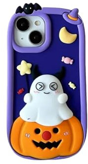 ETAOIVHD HandyhüLle Phone 13 Halloween Pumpkin Ghost Phone Hülle Für Telefon 11 12 13 14 15 Pro Max Schockfeste Für Telefon 15 Pro Max-Für Telefon13 Pro-Lila Blau