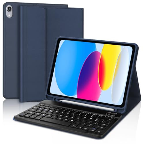SENGBIRCH Custodia con Tastiera per iPad 10a Generazione 10,9 2022/iPad 11a Generazione A16 11 2025, Italiano QWERTY Rimovibile Wireless Bluetooth Tastiera, per iPad 10a/11a Generazione, Blu Scuro