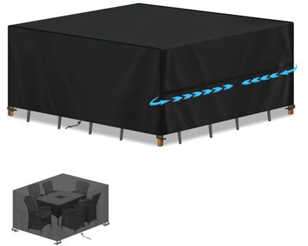 SIMPHAUS Housse Table Jardin Housses pour Mobilier de Jardin avec Cordon de Serrage,Bache Salon de Jardin Exterieur Impermeable,Anti-UV 420D Oxford Tissu Bâche Table de Jardin Extérieur 180x150x75cm