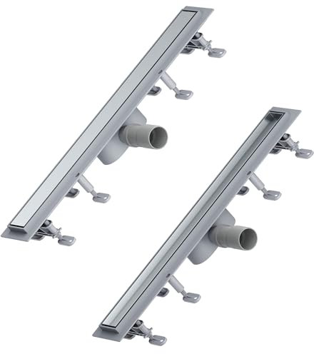 SONNI Duschrinne 60 cm | 2 in 1 Edelstahl Ablaufrinne Dusche | mit Geruchsstop | Haarsieb | befliesbar | ABS Basis | 30L Ablaufmenge | 8 verstellbare Füße