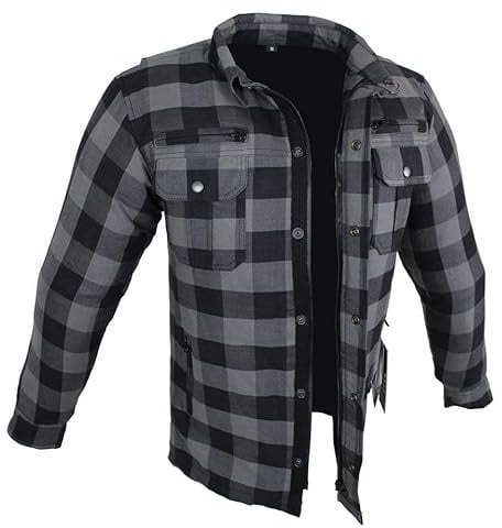 ALPHA SPEEDS Motorradhemden Biker Hemdjacke Wasserdicht & Winddicht Motorrad Kariertes Hemd mit Protektoren Jacke Flanell Lumber Aramid