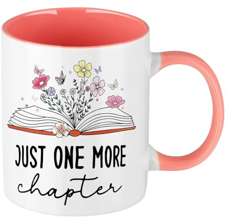 Book Lover Mug Gifts, Just One More Chapter, Hand Printed Coffee Mug Bookish Book Gifts for Birthday, Christmas, Party, Anniversary