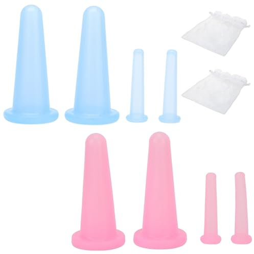 Lot de 8 ventouses pour le visage, les yeux, le cou et le corps (bleu, rose)