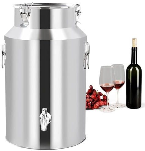 Adima Milchkanne Mit Zapfhahn Milchkanne Schwerlast Milcheimer Edelstahl Milch Transportkanne Mit DREI Verschlussclips Und Silikondichtung 14L/18L/22L/24L/28L,22L