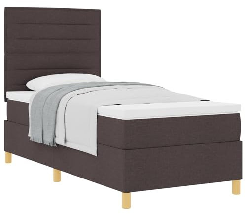 vidaXL Modernes Dunkelbraunes Verstellbares Bettgestell mit Gestreiftem Stoff- und Naturholz-Konstruktion für Schlafzimmermöbel, ideal für Erwachsene, Unisex-Nutzung, 100x200 cm, Polsterung
