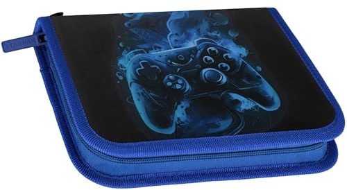 sarcia.eu Game PAD GEFALTETES Federmäppchen mit Zwei Laschen MIT ZUBEHÖR Schulmäppchen für Jungen FÜR Spieler Gamer (Gamer Faltbares)