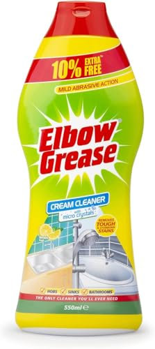 Elbow Grease Cream Cleaner 500ml – Multi-Purpose Cleaning Cream with Micro Crystals – Removes Grease, Grime, and Stains – For Kitchen & Bathroom Lemon Green - 1 Pack