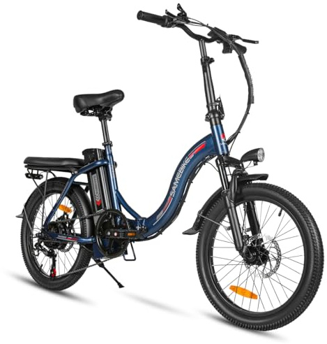 SAMEBIKE Klappbares Elektrofahrrad für Erwachsene mit 36V 13AH abnehmbarem Akku, 250W leistungsstarkem Motor, 70 KM Reichweite & 20 All Terrain Reifen, Profi 7-Gang Pendler E-Bike (deep Blue)