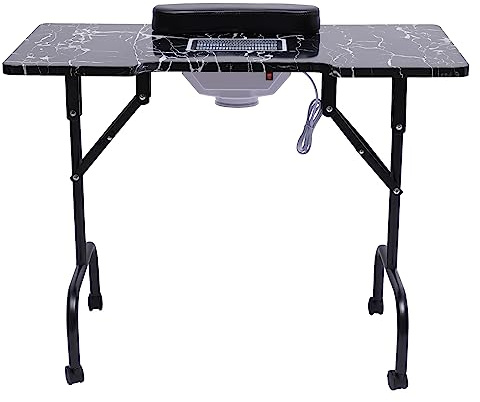 Mudshape Schönheitssalonzubehör Schönheitstisch, tragbarer Nageltisch mit Faltfunktion, mit Staubsaugventilator für Salon und Zuhause