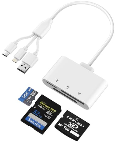 Lettore di schede SD 3 in 1 per iPhone con Lightning/USB-C/USB-A - XD, SD, MicroSD adattatore per schede di memoria fino a 2 TB, compatibile con iPhone 16/15/14, iPad, Android, MacBook, PC, fotocamera
