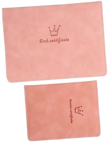 2 Stück-pack Geburtsurkundenhüllen aus Pu für Babydokumente, Rosa