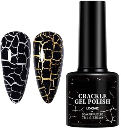 Cool nagellack - 7 ml krackelerad gellack, långvarig formel, glänsande manikyrdekoration | Gel nagellack för flickor, vardagsrum, hem, semester, dans, dejt
