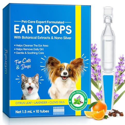 LIXINGLY Pet Ear Cleaning Ear Drops for Dogs and Cats - Treat Ear Mite Infections, Yeast Infections, and Earwax Buildup, Soothe Itching, Disposable Ear Cleaning Essence 10 PCS