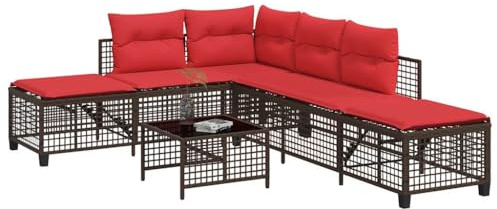 Hoopleep 3-teiliges Garten Ecksofa Set, Polyrattan Braun, verstellbare Seitensitze, UV-beständig, mit Kissen, für Terrasse & Außenbereich, 167x55x60 cm