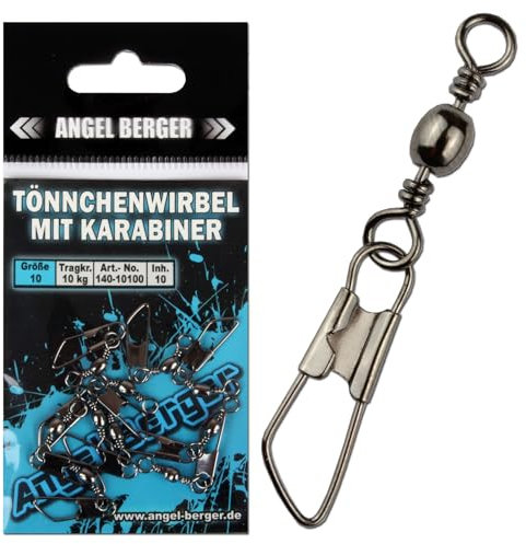 Angel-Berger Tönnchenwirbel mit Karabiner 10 Stück Wirbel (12)