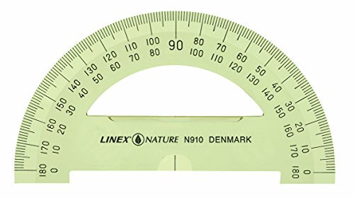 Linex 910 Winkelmesser, 100mm Durchmesser, halbrund, 180° Bogen, transparent, gegenläufige Skala, Facette