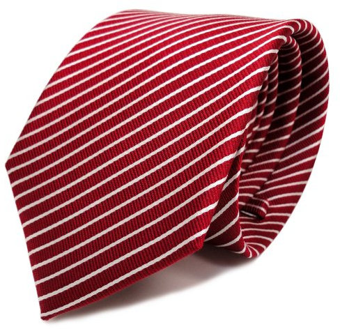 TigerTie Designer Seidenkrawatte in rot signalrot weiss silber gestreift