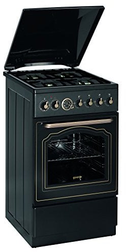 Gorenje Cuisinière électrique et à gaz/A / 48 L/Air chaud avec chaleur inférieure pour pizza/Grils de grande surface avec ventilateur K 57 CLB1. Noir
