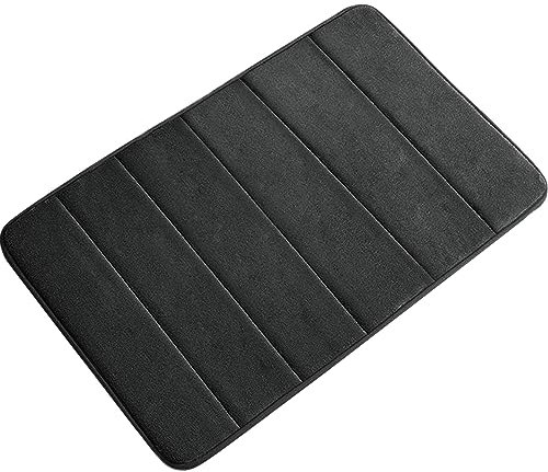 VANRA Kleine Badematte, Badteppich, rutschfest, Memory-Schaum, rutschfeste Badezimmermatte, weiche Badematte, Teppich, 40 x 60 cm, Schwarz