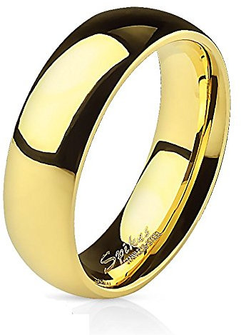 Bungsa 67 (21.3) Goldener Verlobungsring klassisch hochglanzpoliert Edelstahl für Damen & Herren 49-70 (Fingerring Partnerringe Verlobungsringe Trauringe Damenring Chirurgenstahl Frauen Männer)
