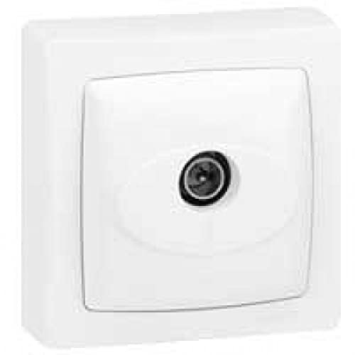 Prise TV simple - mâle - appareillage saillie complet - blanc
