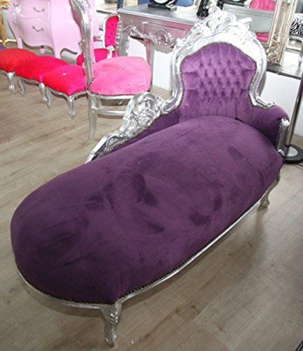 Casa Padrino Barock Chaiselongue 'King' Lila/Silber