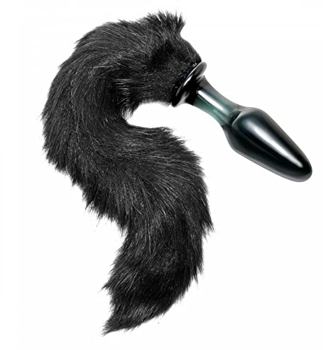 Midnight Fox Glass Butt Plug with Tail