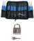 Set: Übungsschloss und großes Dietrich-Set 20 Teile mit Tasche, Pickset zum Trainieren Lockpicking