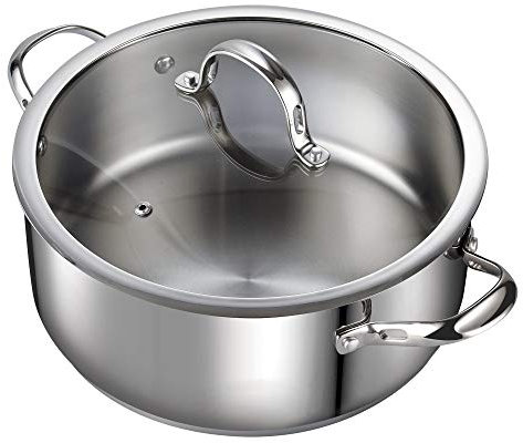 Cooks Standard Classic 02518 Stainless Steel Dutch Oven Casserole Stockpot with Lid, 7-QT, Silver