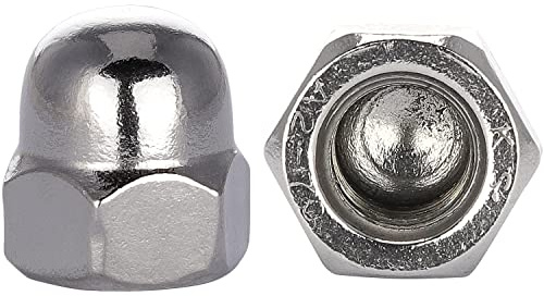 OPIOL QUALITY® Hutmuttern Sechskant hohe Form M12 aus Edelstahl A2 V2A (4 Stück) nach DIN 1587 Sechskant-Hutmuttern Muttern Sechskantmuttern Kappenmuttern Ziermuttern Hutmutter Edelstahlmuttern