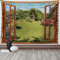 ABAKUHAUS Tropisch Wandteppich, Fenster zum Hinterhof Frische aus Weiches Mikrofaser Stoff Waschbar ohne Verblassen Digitaldruck, 150 x 110 cm, Redwood