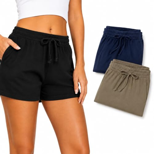 Ladies 3 Pack Cool Cotton Blend Summer Shorts Lounge Beach Shorts UK Sizes 8-22