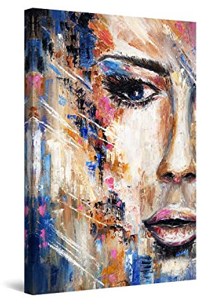 Startonight Impression Sur Toile Lumineux Eva Femme Visage, Lèvres Sensuelles - Tableau Abstrait - Decoration Murale Salon Moderne - Image sur Toile - 60 x 90 cm Idée Cadeau Élégante et Originale