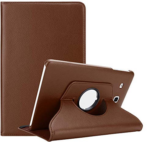 Cadorabo Funda Tableta para Samsung Galaxy Tab E (9.6 Zoll) SM-T561 / T560 in Moreno Hongo – Cubierta Proteccíon en Estilo Libro SIN Auto Wake Up con Función de Suporte e Cierre Cinta Elástica