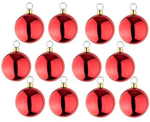 12 große Weihnachtskugeln Christbaumkugel rot glänzend 25 cm Ø. Hochwertig für Innen und wetterfest für Aussen. Mit Stahlring zur einfachen und wiederverwendbaren Befestigung