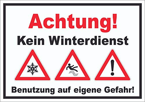 Achtung Kein Winterdienst Aufkleber A3 (297x420mm)