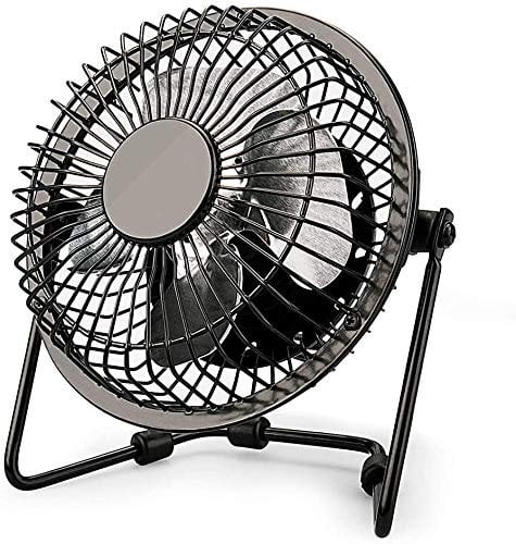 Mr. Gadget Solution® 4inch Mini ventilador para portátil Ventilador de mesa giratoria 360 grados USB pequeño metal ventilador de escritorio