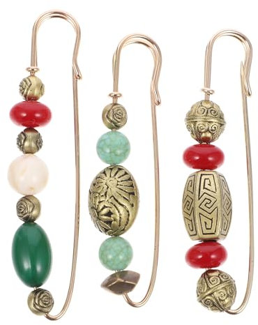 VALICLUD Lot de 3 épingles à nourrice avec col décoratif, vintage, avec perles ardigan, grande broche à pull, pour femme, fille