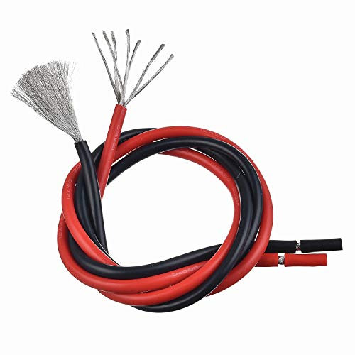 BOJACK 12 Cable de silicona de calibre 10 pies rojoy 10 pies negro 12 AWG Cable de cobre trenzado flexible (paquete de 1 par)